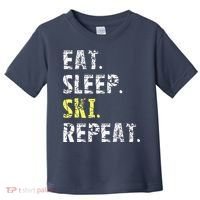 Eat Sleep Skiing Repeat Snow Sport Funny Ski Skiing Toddler T-Shirt thumb 0
