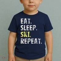 Eat Sleep Skiing Repeat Snow Sport Funny Ski Skiing Toddler T-Shirt thumb 2