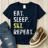 Eat Sleep Skiing Repeat Snow Sport Funny Ski Skiing Women's T-Shirt thumb 3