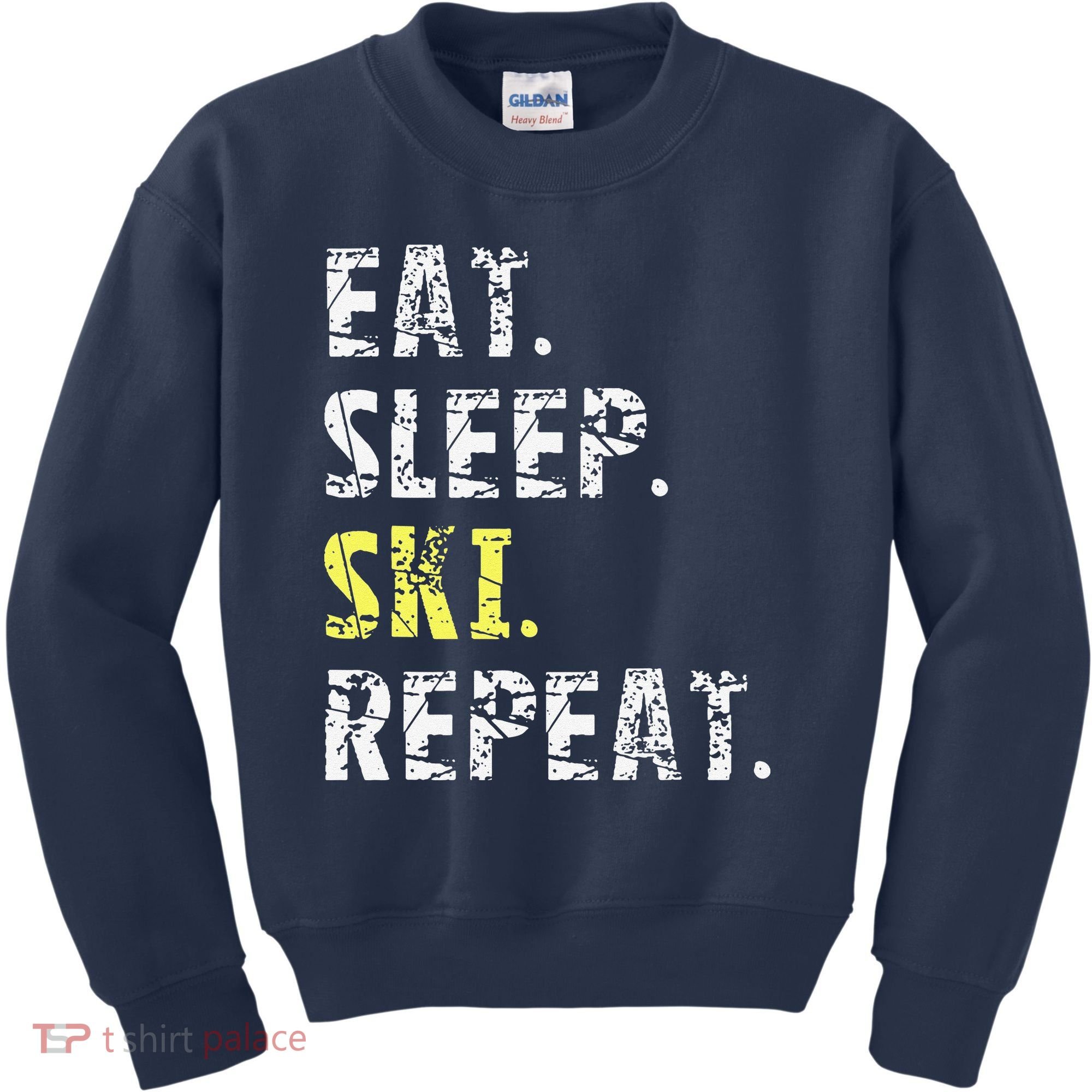 Eat Sleep Skiing Repeat Snow Sport Funny Ski Skiing Kids Sweatshirt