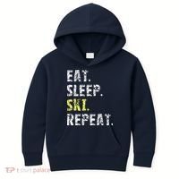 Eat Sleep Skiing Repeat Snow Sport Funny Ski Skiing Kids Hoodie thumb 0