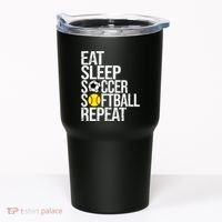 Eat Sleep Soccer Softball Repeat Funny Ball Tumbler thumb 0