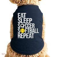 Eat Sleep Soccer Softball Repeat Funny Ball Doggie Tank thumb 0