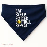 Eat Sleep Soccer Softball Repeat Funny Ball USA-Made Doggie Bandana thumb 0
