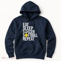 Eat Sleep Soccer Softball Repeat Funny Ball Hoodie thumb 0