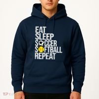 Eat Sleep Soccer Softball Repeat Funny Ball Hoodie thumb 2