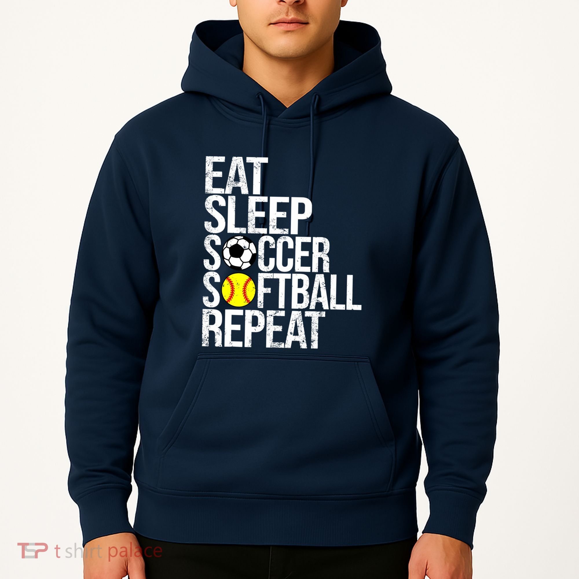 Eat Sleep Soccer Softball Repeat Funny Ball Hoodie