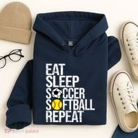 Eat Sleep Soccer Softball Repeat Funny Ball Hoodie thumb 4