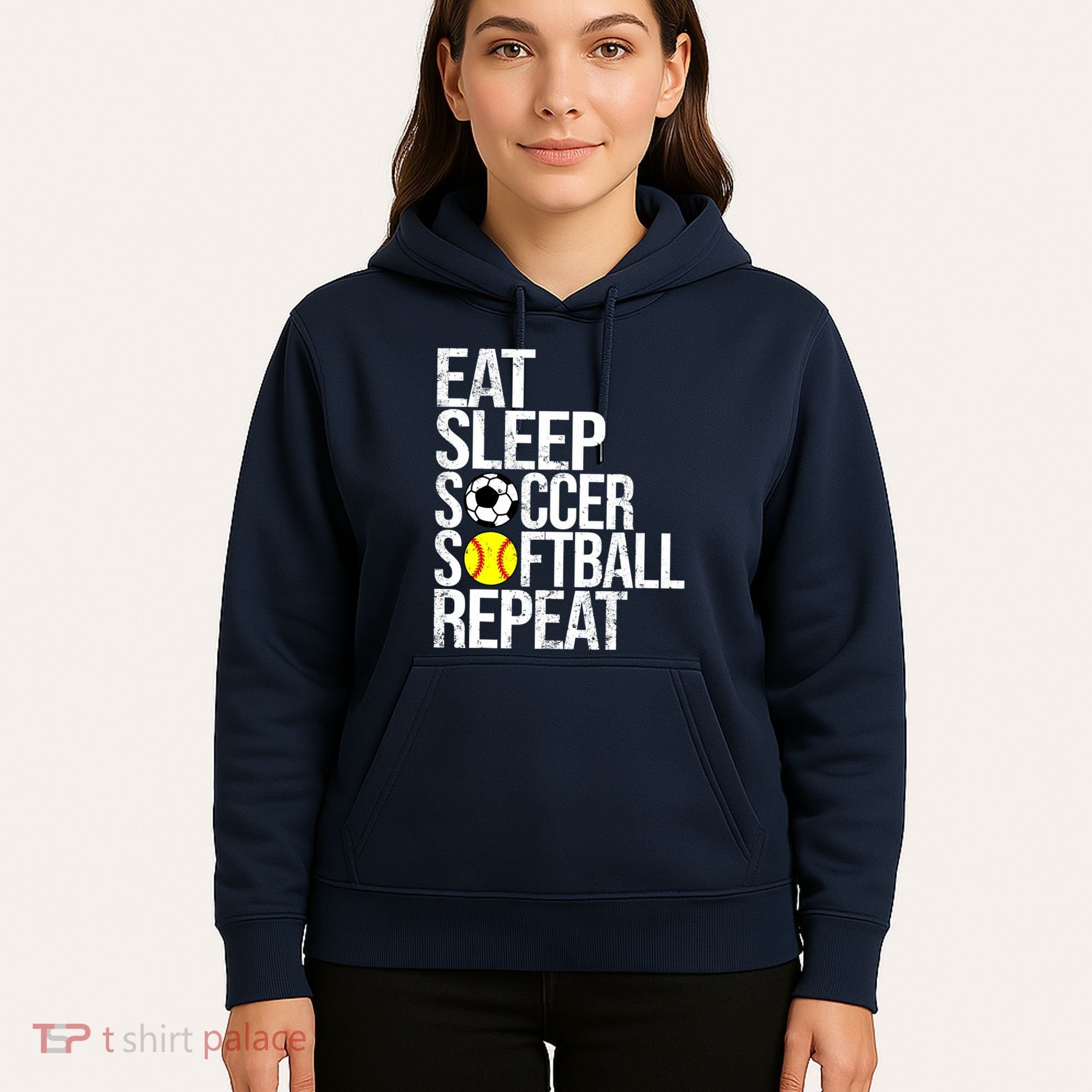 Eat Sleep Soccer Softball Repeat Funny Ball Hoodie