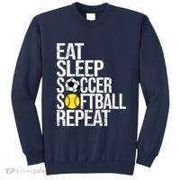 Eat Sleep Soccer Softball Repeat Funny Ball Sweatshirt thumb 0