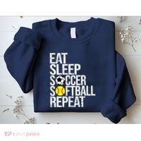 Eat Sleep Soccer Softball Repeat Funny Ball Sweatshirt thumb 2