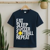 Eat Sleep Soccer Softball Repeat Funny Ball T-Shirt thumb 2
