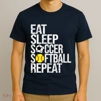 Eat Sleep Soccer Softball Repeat Funny Ball T-Shirt thumb 3