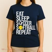 Eat Sleep Soccer Softball Repeat Funny Ball T-Shirt thumb 4
