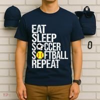 Eat Sleep Soccer Softball Repeat Funny Ball T-Shirt thumb 6