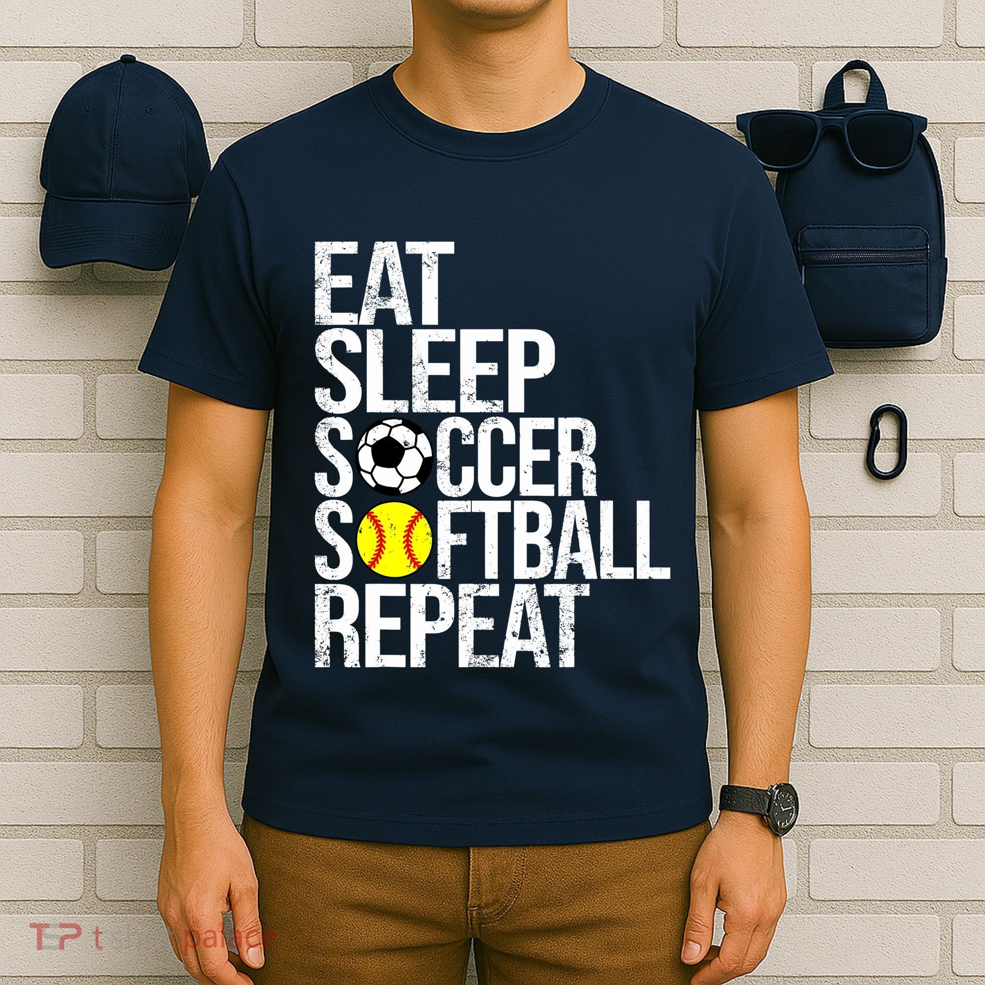 Eat Sleep Soccer Softball Repeat Funny Ball T-Shirt