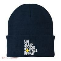 Eat Sleep Soccer Softball Repeat Funny Ball Beanie thumb 0