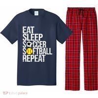 Eat Sleep Soccer Softball Repeat Funny Ball Pajama Set thumb 0