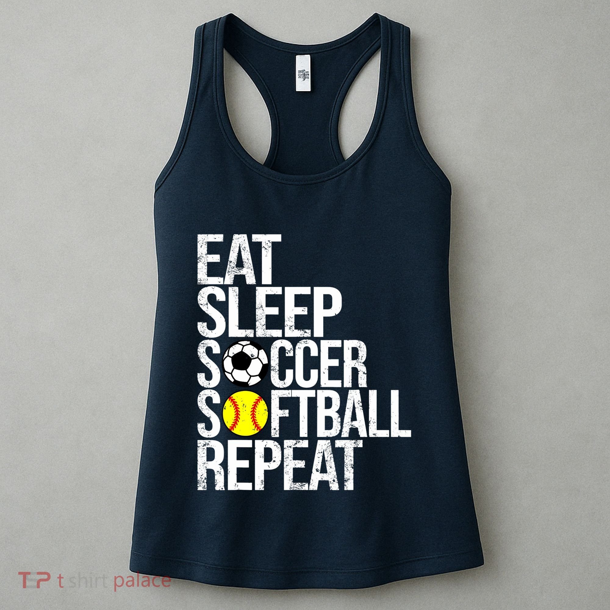 Eat Sleep Soccer Softball Repeat Funny Ball Women's Tank Top
