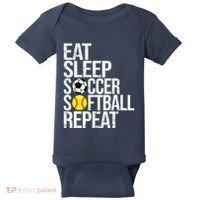 Eat Sleep Soccer Softball Repeat Funny Ball Baby Bodysuit thumb 0