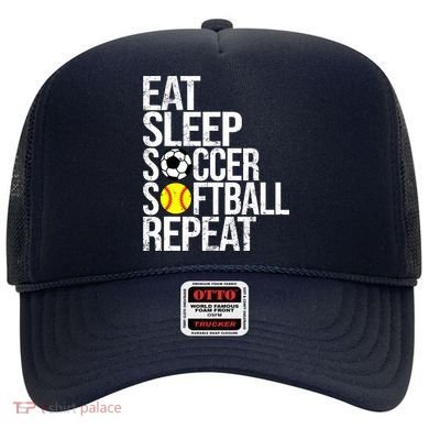 Eat Sleep Soccer Softball Repeat Funny Ball Hat