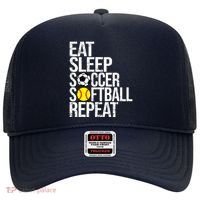 Eat Sleep Soccer Softball Repeat Funny Ball Hat thumb 0