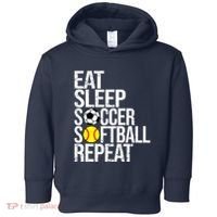 Eat Sleep Soccer Softball Repeat Funny Ball Toddler Hoodie thumb 0
