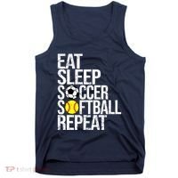 Eat Sleep Soccer Softball Repeat Funny Ball Tank Top thumb 0