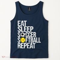 Eat Sleep Soccer Softball Repeat Funny Ball Tank Top thumb 2