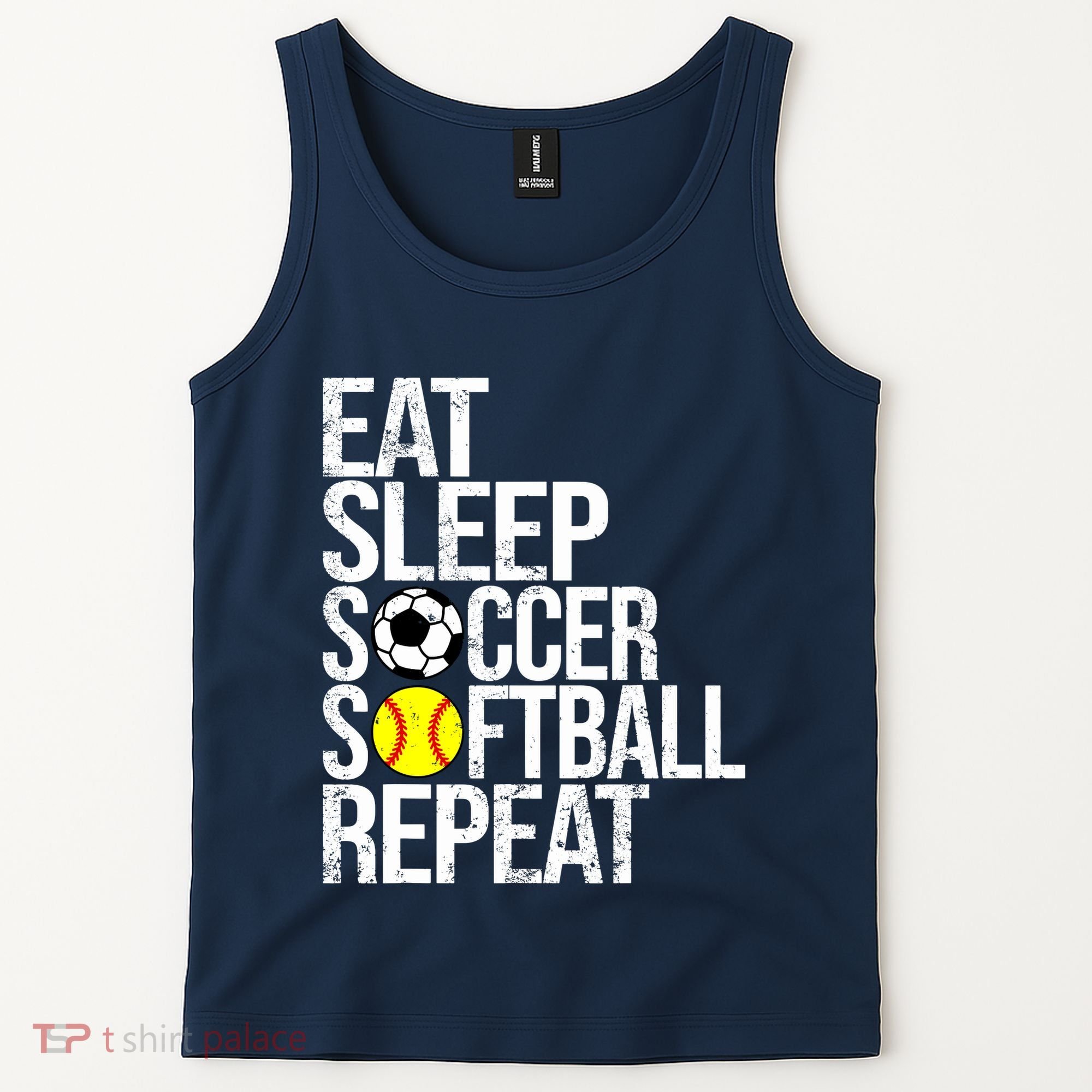 Eat Sleep Soccer Softball Repeat Funny Ball Tank Top
