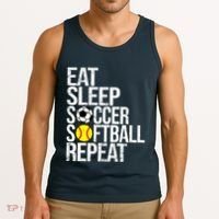Eat Sleep Soccer Softball Repeat Funny Ball Tank Top thumb 3