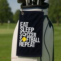 Eat Sleep Soccer Softball Repeat Funny Ball Golf Towel thumb 2