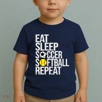 Eat Sleep Soccer Softball Repeat Funny Ball Toddler T-Shirt thumb 2
