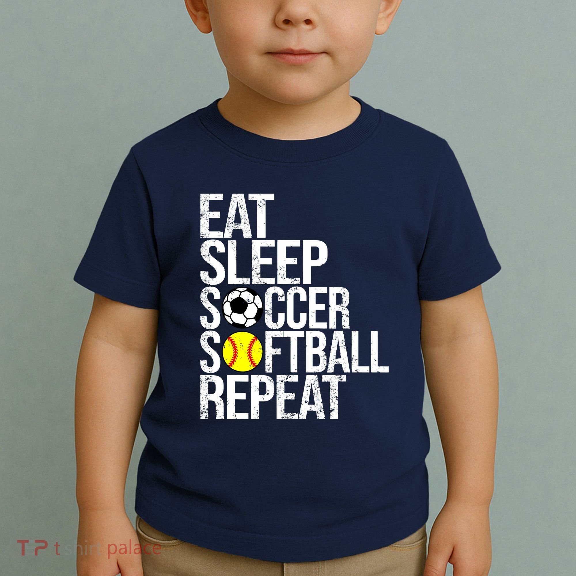Eat Sleep Soccer Softball Repeat Funny Ball Toddler T-Shirt