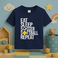 Eat Sleep Soccer Softball Repeat Funny Ball Toddler T-Shirt thumb 3