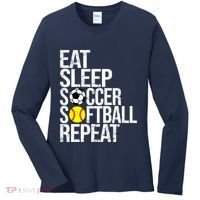 Eat Sleep Soccer Softball Repeat Funny Ball Women's Long Sleeve Shirt thumb 0