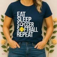 Eat Sleep Soccer Softball Repeat Funny Ball Women's T-Shirt thumb 2
