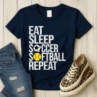 Eat Sleep Soccer Softball Repeat Funny Ball Women's T-Shirt thumb 3