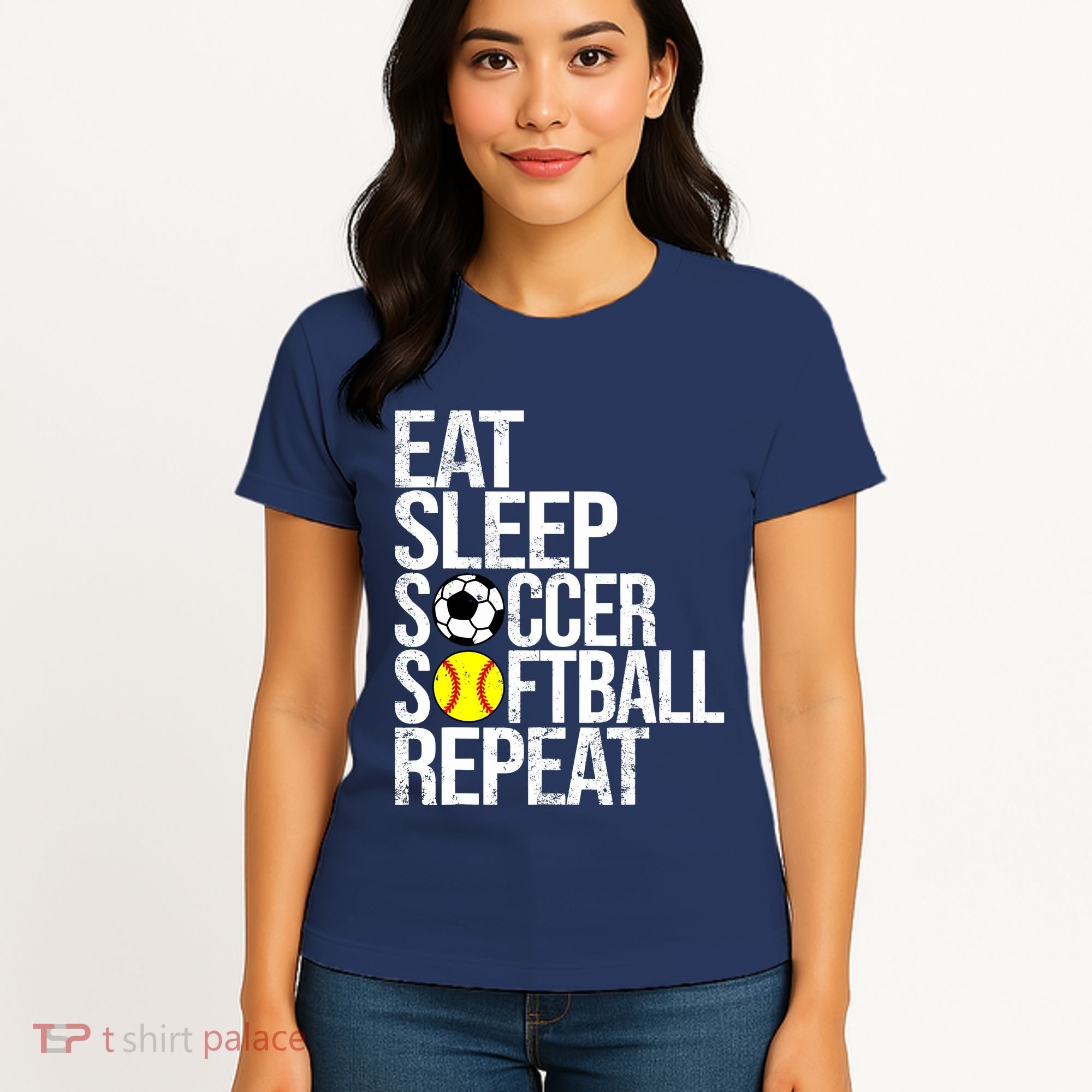 Eat Sleep Soccer Softball Repeat Funny Ball Women's T-Shirt