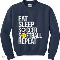 Eat Sleep Soccer Softball Repeat Funny Ball Kids Sweatshirt thumb 0