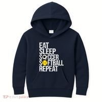 Eat Sleep Soccer Softball Repeat Funny Ball Kids Hoodie thumb 0