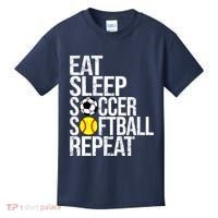 Eat Sleep Soccer Softball Repeat Funny Ball Kids T-Shirt thumb 0