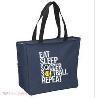 Eat Sleep Soccer Softball Repeat Funny Ball Tote Bag thumb 2