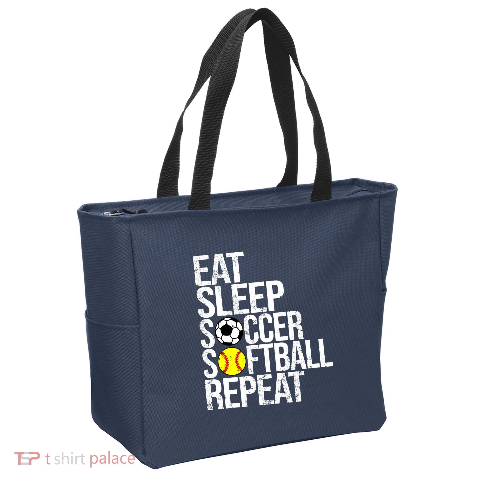 Eat Sleep Soccer Softball Repeat Funny Ball Tote Bag