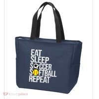 Eat Sleep Soccer Softball Repeat Funny Ball Tote Bag thumb 3