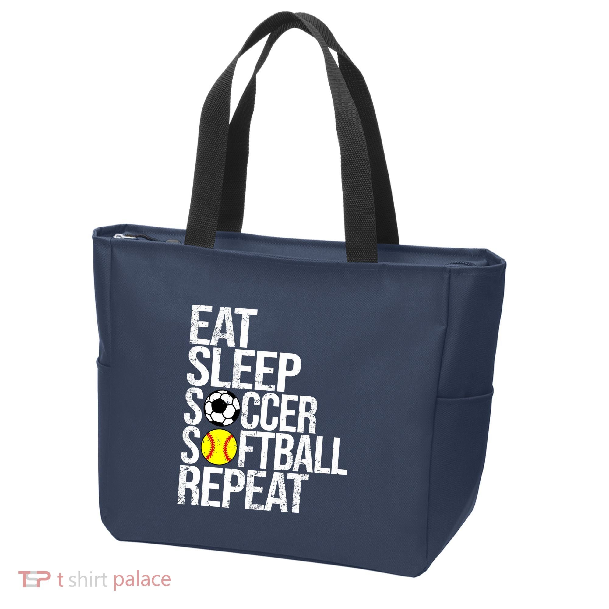 Eat Sleep Soccer Softball Repeat Funny Ball Tote Bag