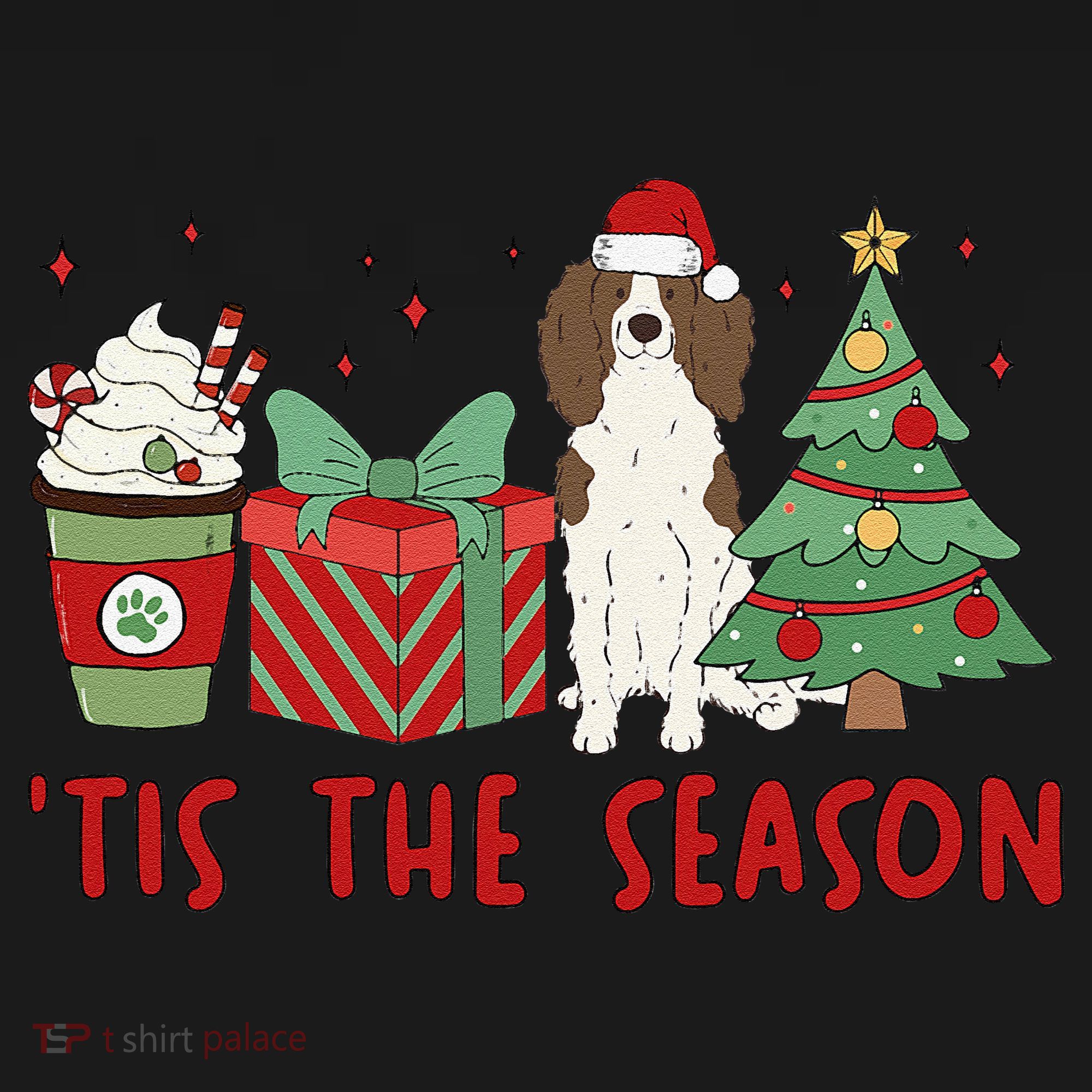 English Springer Spaniel Christmas Tis The Season Holiday Women's Hoodie