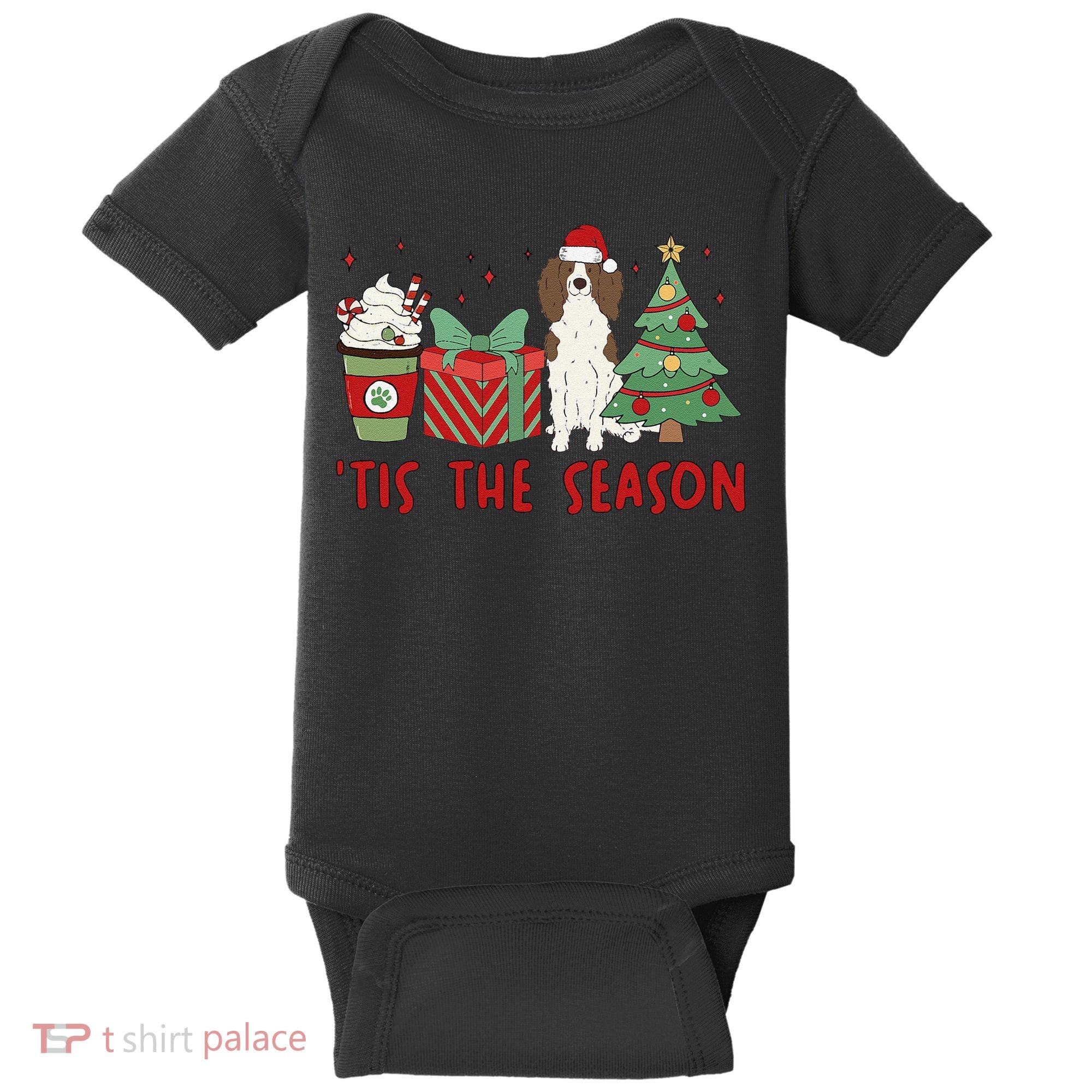 English Springer Spaniel Christmas Tis The Season Holiday Baby Bodysuit