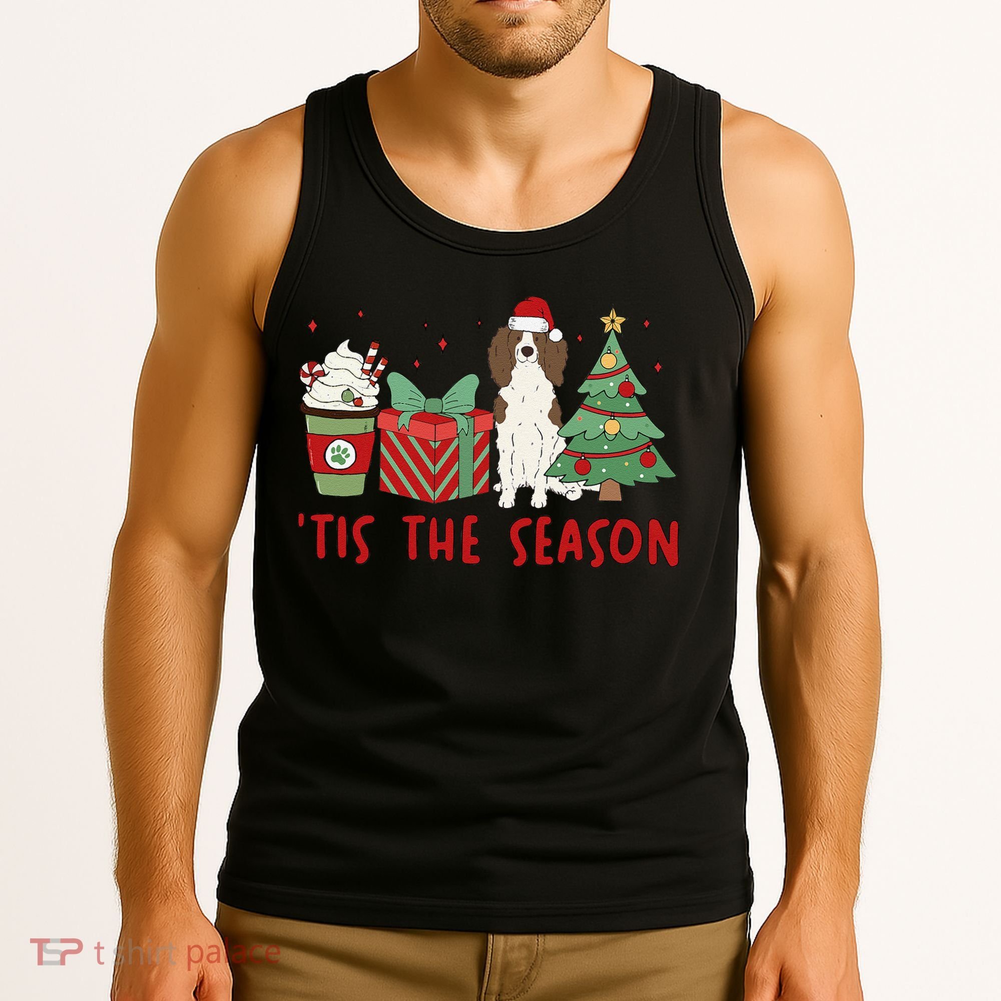 English Springer Spaniel Christmas Tis The Season Holiday Tank Top