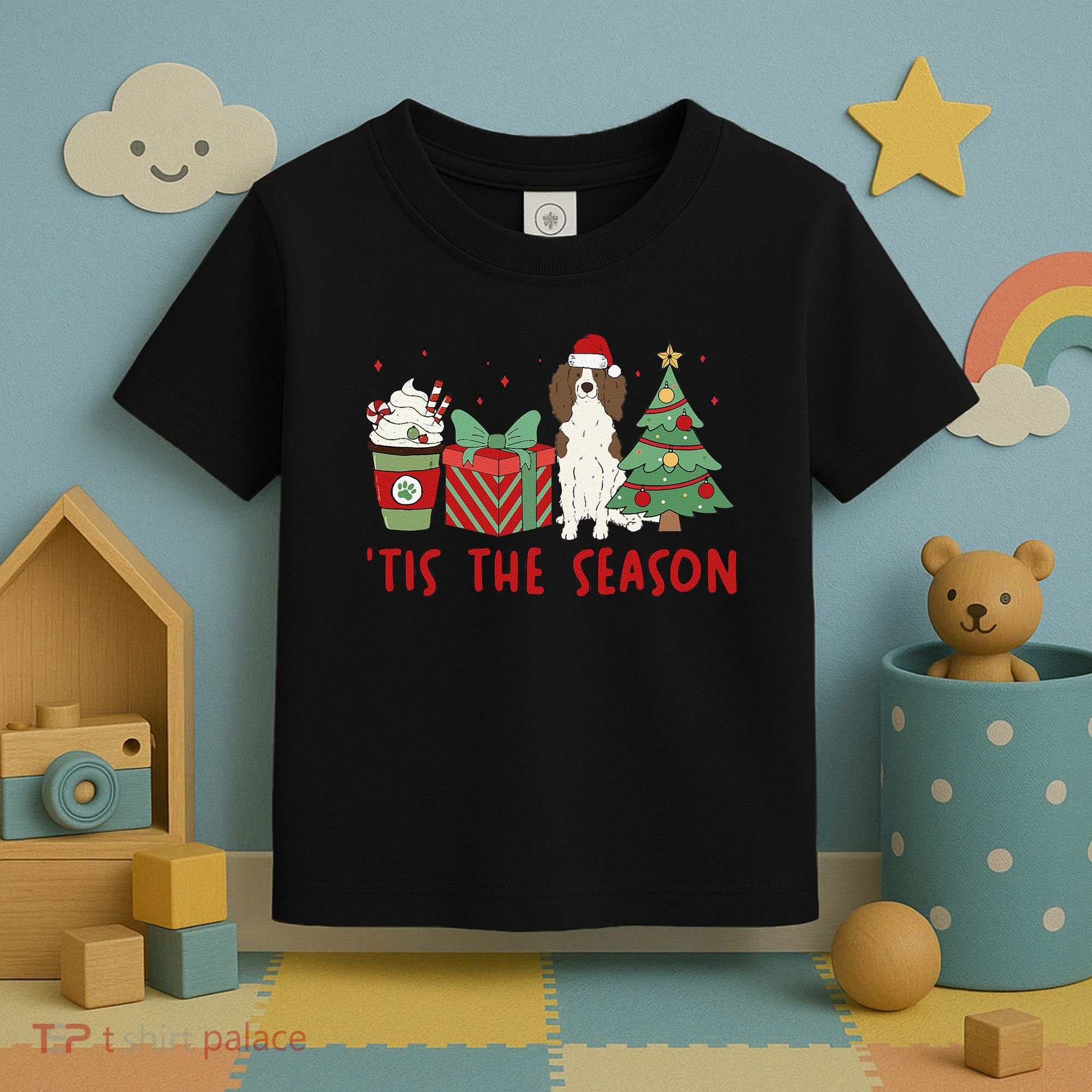 English Springer Spaniel Christmas Tis The Season Holiday Toddler T-Shirt